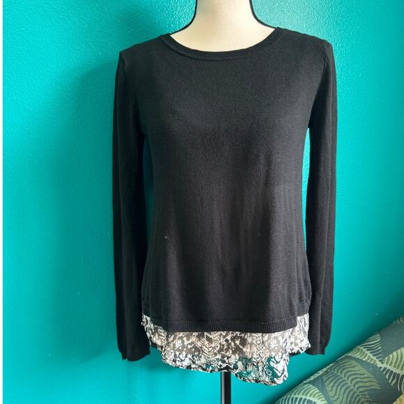 Verve Blues Tulip Back Black Double Layer Sweater Animal Print Women's Small - Picture 2 of 11